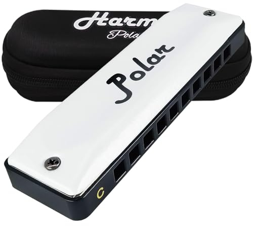 Harmo Polar Diatonic Harmonica Key of C - 10 Holes 20 Notes, Blues Harp Mouth Organ With Case, Phosphor Bronze Reeds, Suitable for All Genres, Harmonica for Kids, Adult, Beginners & Professionals