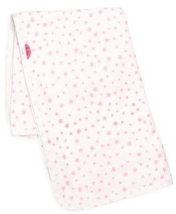 Ti TIN, Couverture Imprimé pour Bébé, 75x110 cm | 100% Microfibre de Polyester Coraline - Couverture Chaude et Douce - Motif Étoile - Couleur Blanc/Rose - pour Voiture, Berceau, Poussette et Lit Bébé