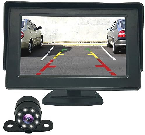 OBEST Caméra de Recul Voiture - Camera de Voiture Numérique avec Bonne Vision Nocturne,Caméra Etanche IP68 avec 4.3 Pouces LCD Moniteur pour Voiture 12V