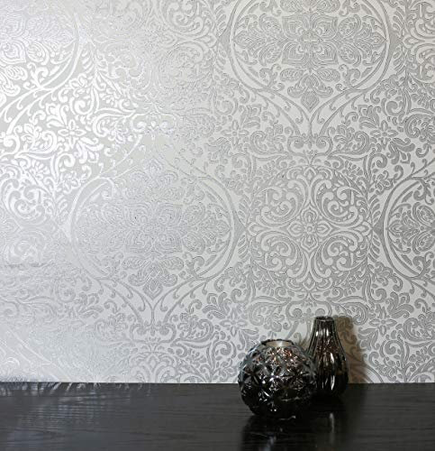 NEWROOM Papier peint baroque Gris Ornement Glamour Baroque Intissé Gris Glamour Royal