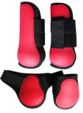 CLBING 4 Stücke Reiten Stoßdämpfende Springreiten Beinschutz Pferdesport Sehnen Und Streichkappen Stiefel Set, A-XL