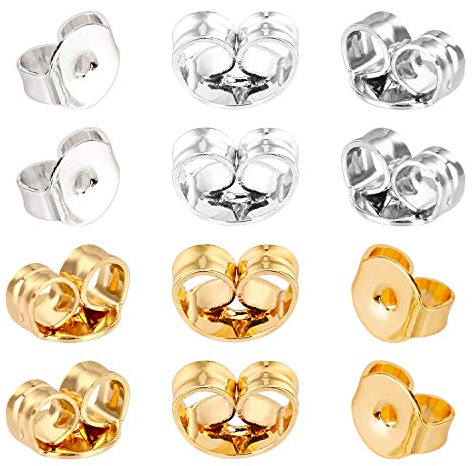 AIEX 12stk 925 Sterling Silber 14K Gold Ohrring Stopper Ohrstopper Ohrstecker Schmetterling Verschlüsse Universal Größe für Ohrstecker Schmuckherstellung (6×5mm) | Sicherer Ersatz-Ohrverschluss für Ohrstecker, Schmuckherstellung, 6 x 5 mm
