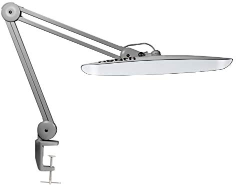 Neatfi XL 2200 Lumens 24W LED Desk Lamp with Clamp – Shadow-Free Task Lighting | 4-Level Dimming | Home Office & Crafts Use | 50cm Wide Head (Silver, Non-CCT with Clamp)
