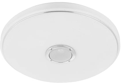 EGLO LED Deckenlampe Milazzo, Badezimmer Lampe mit Fernbedienung | Kristall-Effekt Deckenleuchte mit Bluetooth Lautsprecher, warmweiß-kaltweiß, RGB, Nachtlicht, dimmbar, Weiß, IP44, Ø 40cm