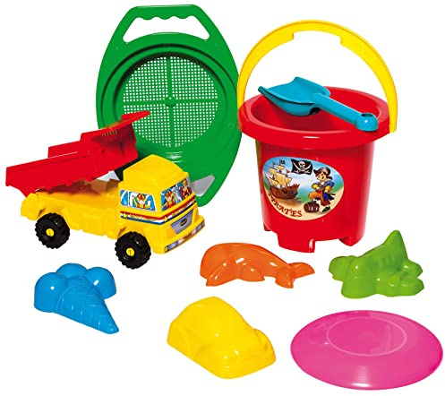 DOHÁNY Sandspielzeug Set Kinder Eimergarnitur 9-TLG. MEGASET m. Sandrad Kipper Gießkanne