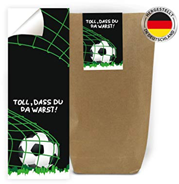 20 Geschenktüten + 20 Aufkleber Fussball Fußball Party-Tüten für Mitgebsel Gastgeschenke beim Geburtstag Kindergeburtstag Mädchen Jungen Geschenkverpackung