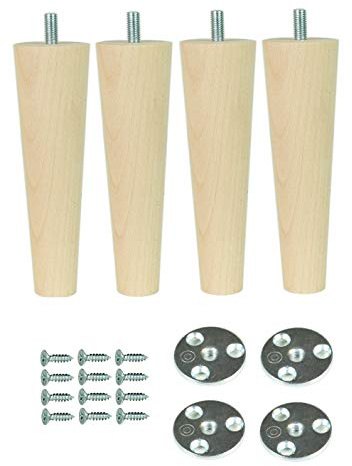 emoebelbeschlaege woplus 4 Möbelfüße Holzfüße Buche Sofafüße Schrank M8 Gewinde schräg oder gerade (Gerade 20cm)