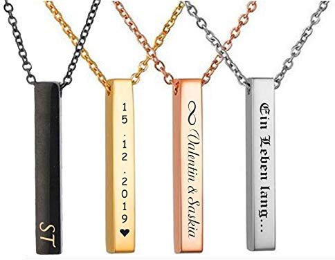 aplusashop ID Stab Anhänger mit Kette + Gravur nach Wunsch in 4 Farben Edelstahl NEU