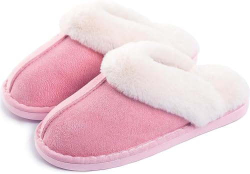 Sisttke Women's Winter Slippers Men's Indoor Slippers Plush Home Memory Foam Slip On Warm Indoor Lightweight House Shoes
