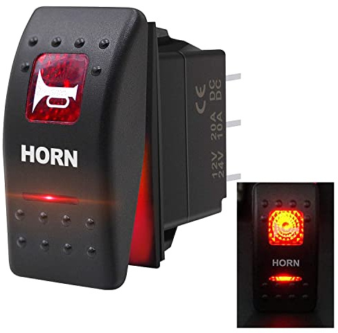 Taiss 12V 20A 24V 10A interrupteur à bascule à bouton de klaxon lumière LED rouge interrupteur de haut-parleurs momentanés à 5 broches pour train de camion de barre de voiture A11625B-R