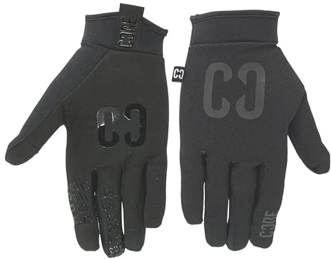 Core Aero Protective Gloves Zag, Cycling Gloves MTB Gloves Mountain Bike Anti-Slip Mens and Women's Gloves for BMX, Bike Gloves, Scooter and Mountain Bikes Stealth Black - XXS