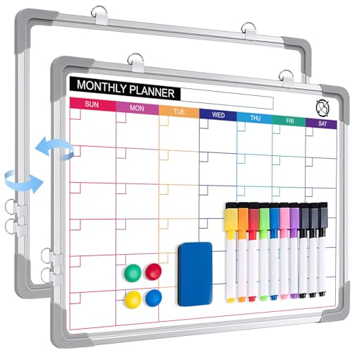 Mini Whiteboard Wochenplaner Magnetisch - 40x30cm Magnetischer Whiteboard Kalender,HäNgende Doppelseitige Tafel füR Planung, Liste, Zeichnen, Schule, Zuhause, BüRo