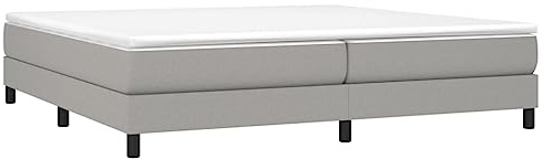 vidaXL Estructura de Cama con Somier, Somier de Matrimonio de Listones, Base de Cama Tapizada, Mueble para Dormitorio Hogar, Tela Gris Claro 200x200 cm