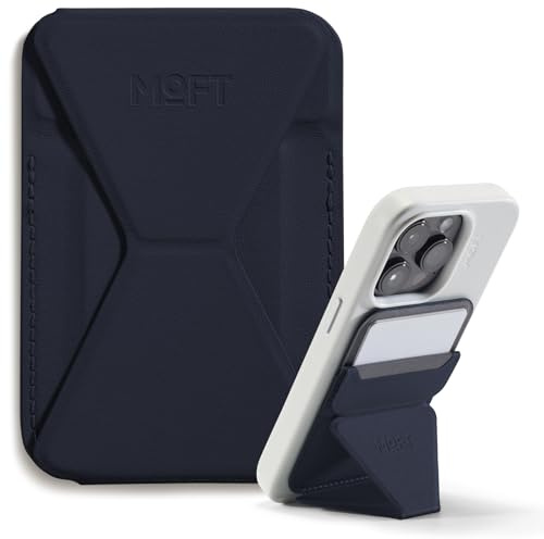 MOFT Snap-On Magnetischer Handyständer Magsafe Kompatibles Wallet für iPhone 17/16/15/14/13/12 Serie mit 3 Betrachtungswinkeln, Verbesserte magnetische Stärke, Tiefblau