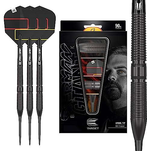 Target Darts Gabriel Clemens Black Edition 90% Tungsten Steel Tip Darts, 21G | Wolfram Dart Set, Player Edition Steel Point Darts, Steel Tip Dart Set, Professional Darts Set