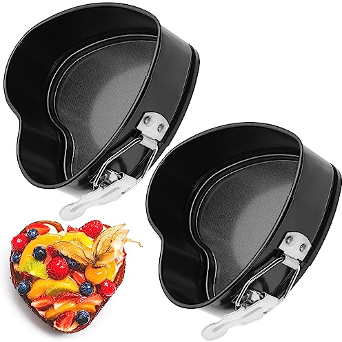 TULEBOLIAN Heart Shape Cake Tin,10inch Cake Tin,Removable Base,Stainless Steel Cake Mold with Snap Closure and Non Stick Layer,Easy to Demould, for Chiffon Cake,Black (12cm 1pcs)