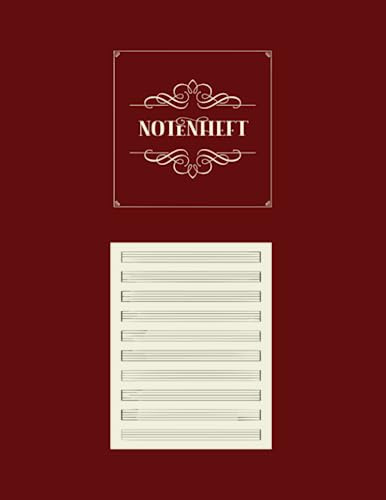 Notenheft blanko - Notenpapier block mit 12 Notensysteme pro Seite: Leere Notenblätter A4 | 110 Seiten Notensysteme inklusive Index, 90 g/m²/Blanko ... für den Musik-Unterricht - Notenlinien A4