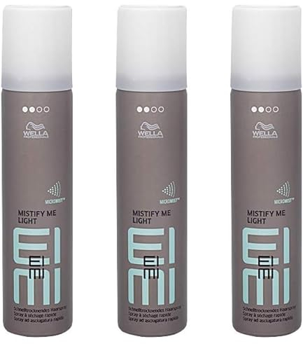 WELLA Eimi Mistify ME Light (3er Pack), schnelltrocknendes Haarspray – leichtes Fixing Spray für sofortigen Halt – Styling-Spray für 24 Stunden zuverlässigen Halt mit natürlicher Bewegung, (3 x 75ml)