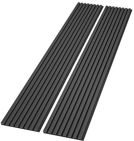 ROOMTEC 2 Stück Akustik-Massivholz-Wandpaneele, 240 x 32 cm, schalldichte Wandpaneele, Holzlamellenwandpaneele für Wanddekoration (Schwarz)