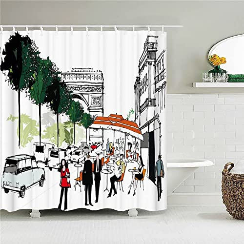 XLYYDS Duschvorhang 180x180 Mode Männer Und Frauen, Duschvorhänge Antischimmel 3D Straßen Der Stadt, Shower Curtains Wasserdicht Waschbar, Duschrollo für Badewanne Dusche Badezimmer, mit 12 Ringe