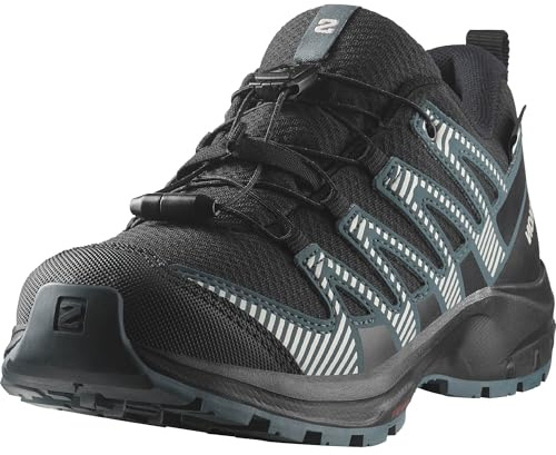Salomon XA Pro V8 Climasalomon Waterproof Unisex Kids Hiking and Running Shoes, Precise fit, All-Terrain Grip, and Sporty Look, Black, 3
