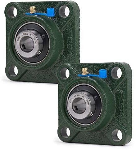 XiKe 2 pezzi UCF202 foro 15mm Cuscinetti a blocco cuscinetto con flangia quadrata, Guscio integrale in ghisa e cuscinetti autoallineanti in acciaio al cromo.
