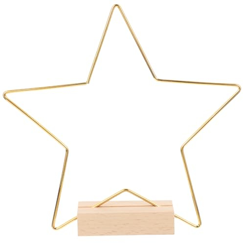Alipis 1satz Metallring Mit Holzbasis Für Diy Hochzeitsdekoration Goldene Fünfpunktige Sternform Für Tischarrangements Und Kreative Bastelprojekte