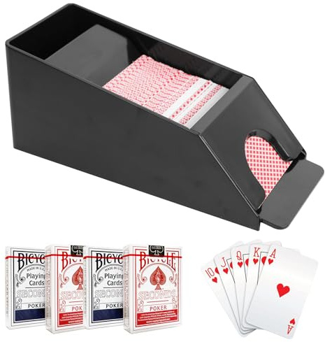 WIGUROE 4 Deck Blackjack Shoe, Clear Blackjack Dealing Shoe, Poker Accessories Casino Card Shufflers Card Dealer, Manual Playing Card Shuffler, Poker Playing Board Game Tool Accessory