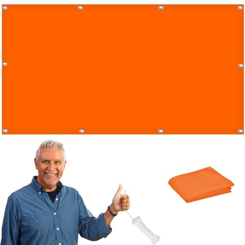 Sonnensegel Quadratisch 1.7 x 4.3 m Schattentuch 98% UV Schutz Alle 50cm Eine Edelstahlöse für Außenbereiche wie Garten und Balkone, Orange