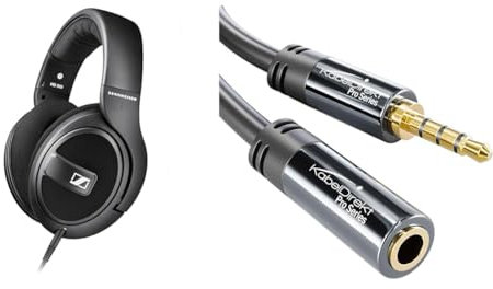 Sennheiser HD 569 Around-Ear Closed Back Headphones - Black & Headset extension lead/extension cable with break-proof metal plug – 5m