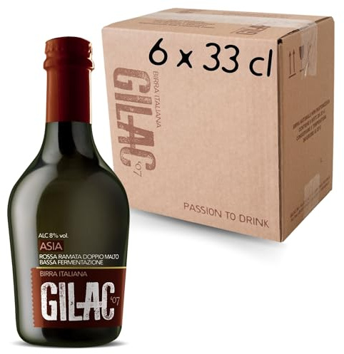 GILAC ASIA DOPPELBOCK Birra artigianale Doppio Malto 6 Bottiglie da 33 cl, Birra rossa Italiana Non Filtrata e Non Pastorizzata, Birre Artigianali Confezioni Regalo - Gradazione Alcolica 8% Vol