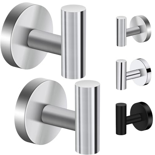 NAKIHOUSE 2 ganci per asciugamani da forare con set di fissaggio, ganci da parete in acciaio inox, portata fino a 30 kg, ganci da parete per cucina, bagno, ufficio e camera da letto, colore argento