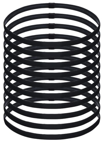 Chiluxendo 10 Stück Haarband Jungs Sport, Stirnband Nicht Rutschend, Haarbänder Damen Dünn, Stirnbänder Elastische Silikon Rutschfeste zum Laufen, Yoga, Training im Fußball und Mehr, Schwarz