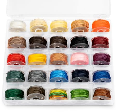 ONEBOOM 25 Rollen Bunte Gummiband Für Armbänder,Gewachste Baumwollschnur,Band Für Armbänder,DIY Bastelmaterial für Armbänder/Halsketten/Schlüsselanhänger-25 Farben