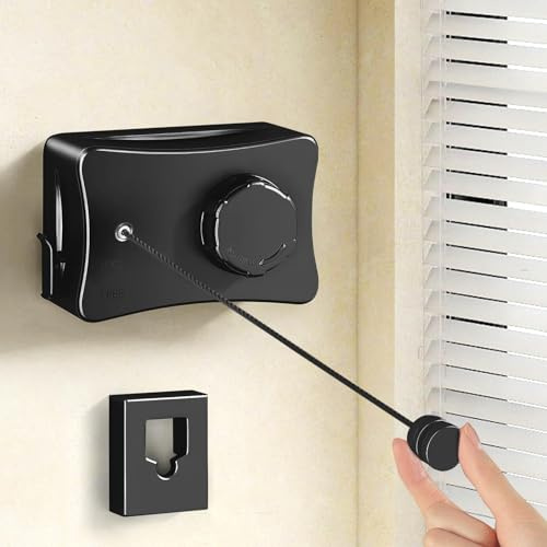 Domigard Tendedero retráctil, 5,1 m tendedero de Pared, Ahorra Espacio, de Acero Inoxidable, para Interiores y Exteriores, Cuerda de Ropa Ajustable Invisible (Negro)