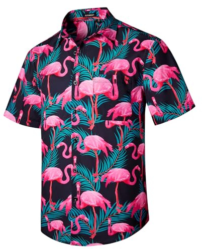 Rithern Camicia Hawaiana Uomo Manica Corta Estiva Camicia Casual da Uomo Stampa con Tasca Frontale per Spiaggia Vacanza
