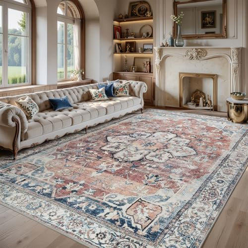 Sour Lemon Rugs Living Room Large 240x300 - Machine Washable Rug - Area Rugs for Bedroom - Large Boho Rug Vintage Rugs Anti Slip Fluffy Carpet for Living Room, Bedroom