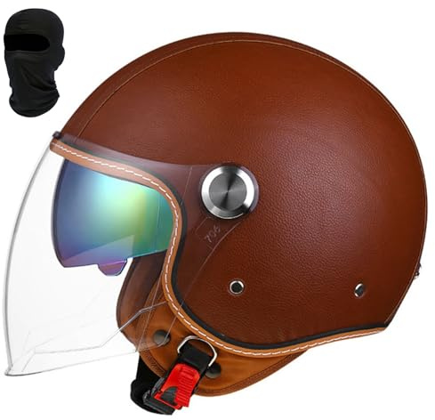 Beyswage 3/4 Retro Helm Motorrad Jethelm Motorradhelm Rollerhelm Mit Doppelbrille Herausnehmbares Futter Chopper Helm Mit ECE Zulassung Motorradhelm Halbschale Für Erwachsener Herren Damen