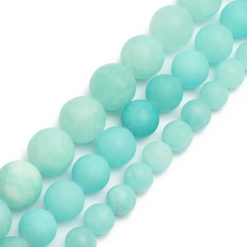 Echte natürliche blaue Steinperlen, Türkis, Achate, Jade, Tigerauge, runde Perlen für die Herstellung von DIY-Paararmbändern und Schmuck - matte Jade - 8 mm, ca. 46 Stück