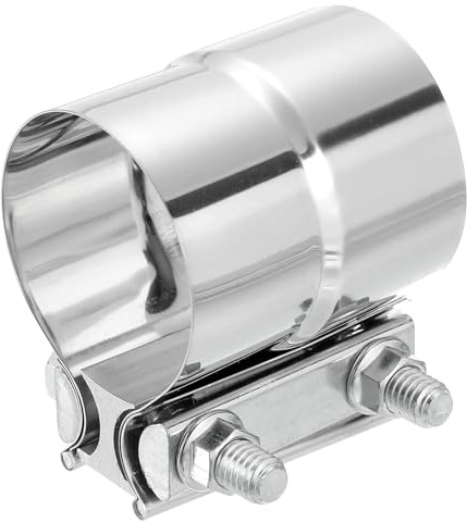 Sourcing Map clamp 304 Stainless Steel Butt Joint Band Clamp Sleeve Coupler for 2-1/2 OD to 2-1/2 ID Exhaust Pipe Mufflers, Silver