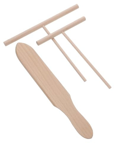 Garneck 3pcs Wooden Pancake Tool Crepe Spreader and Spatula for Making Pancakes for Nonstick Pan Kitchen Cooking Accessory
