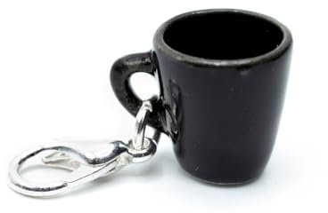 Miniblings Pendentif tasse en céramique tasse à café thé noir – Bijou fantaisie fait main I Pendentif argenté – Pendentif pour bracelet à breloques, 12mm, Céramique