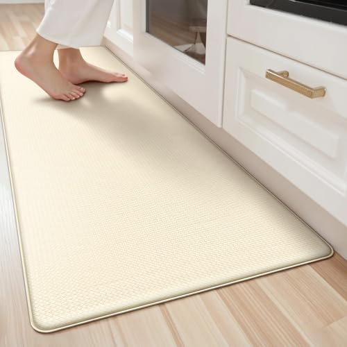 LEKEEPGO Küchenteppich 60x180cm, Küchenläufer, Teppich Küche, Beige | Anti-Müdigkeit, Vinyl Material, Rutschfest, Schmutzabweisend, Wasserdicht, Auslaufsicher, Waschbar, Leicht zu Reinigen