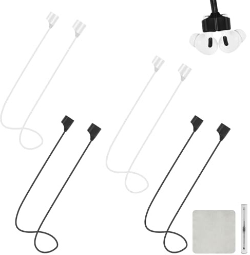 HOTUT Anti Verlust Ohrhörer Schlüsselband, 4 Stück Magnetic Kopfhörer Lanyard Strap Zubehör Kompatibel mit AirPods, Halteband aus weichem Silikon für Laufen, Fitness