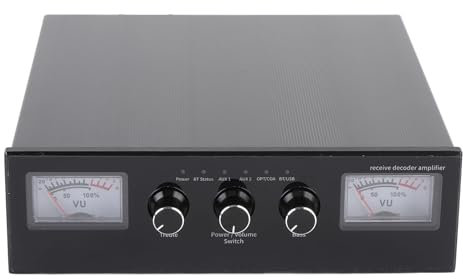 Annadue Amplificador Bluetooth G4, Amplificador Stereo Bluetooth 5.3 de 200W HiFi, Entrada Auxera de Fibra óptica Coaxial, Graves Altos y Bajos Ajustables, Visual VU Meder (Enchufe de la