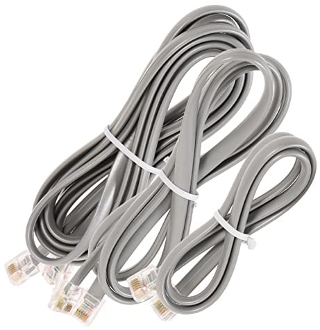 NUOBESTY Set di 3 Cavi per Telefono Connettore Rj12 6p6c, Cavi di Estensione in Rame e Pvc Resistenti a Bassa Temperatura e Trazione, per Casa e Ufficio
