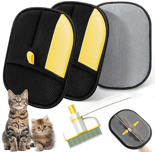 Pet Hair Removal Gloves, 2025 New Electrostatic Pet Hair Remover, Washable Reusable Cat Grooming Gloves for Bed Sheets Couch Clothes Carpet, Multipurpose Pet Care Accessory for Cats and Dogs