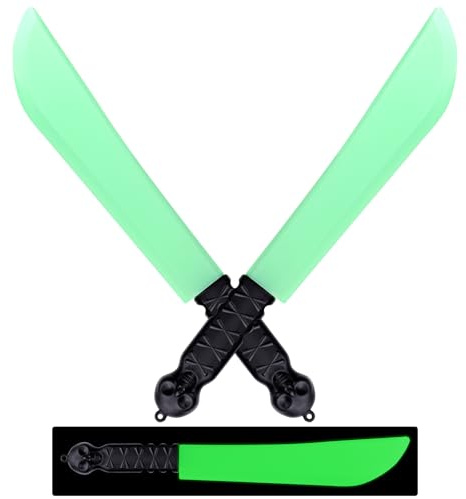 Cuchillo falso de Halloween, paquete de 2 accesorios de terror de machete luminoso falso, mata cuchillos de carnicero, accesorios clásicos de cuchillo de broma para festival, disfraz, accesorio de