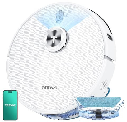 Tesvor S8Pro Saugroboter mit Wischfunktion -8000Pa Staubsauger Roboter 3in1 Roboterstaubsauger+LiDAR-Navigation+240 Min Laufzeit,APP/Alexa Steuerung,ideal für Haustierhaare,Teppiche,Hartböden.