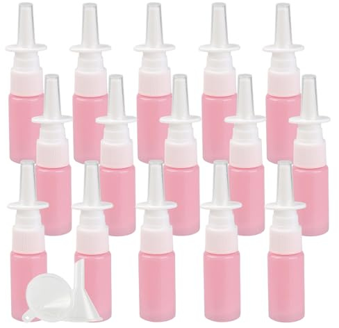 PQPAUTY 100 Pezzi Flacone Spray Nasale 15ml Rosa, Spray Nasale Vuota in Plastica Riutilizzabile, Mini Nebulizzatore Spray Nasale per Uso Domestico e in Viaggio, Oli Essenziali, Soluzione Salina